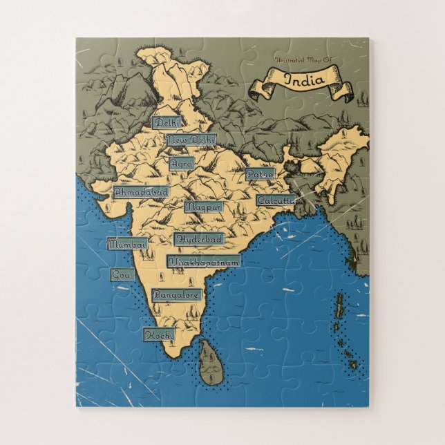 Illustrated Travel map Of India Jigsaw Puzzle (Vertical)