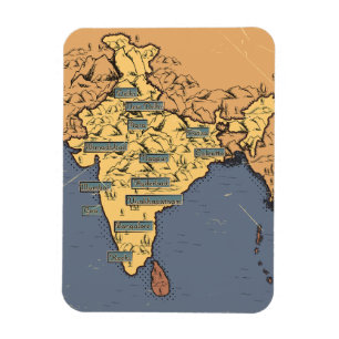Illustrated Travel map Of India Magnet