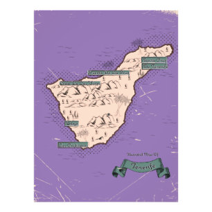 Illustrated Travel map Of Tenerife Photo Print
