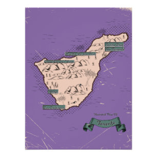 Illustrated Travel map Of Tenerife Poster