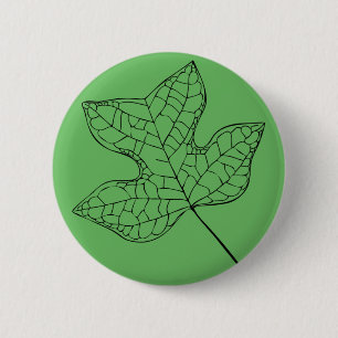 Illustrated Tulip Tree Leaf 6 Cm Round Badge