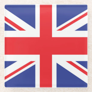 Illustrated version of the british flag glass coaster