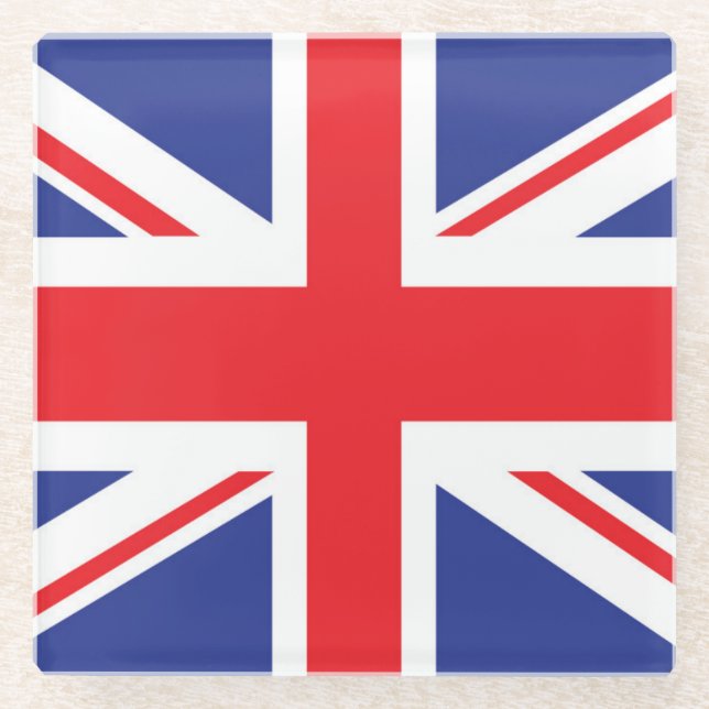 Illustrated version of the british flag glass coaster (Front)
