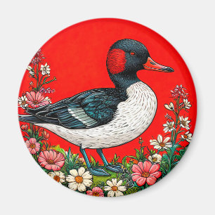 Illustrated vibrant duck magnet