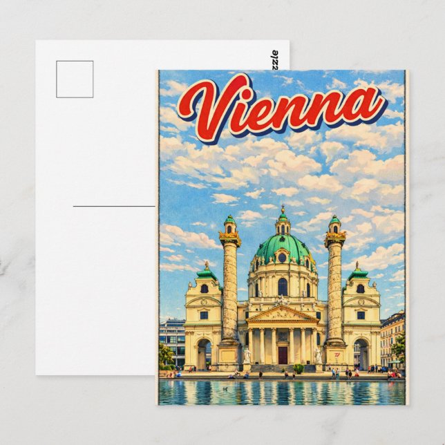 Illustrated Vienna city austria gifts  Postcard (Front/Back)