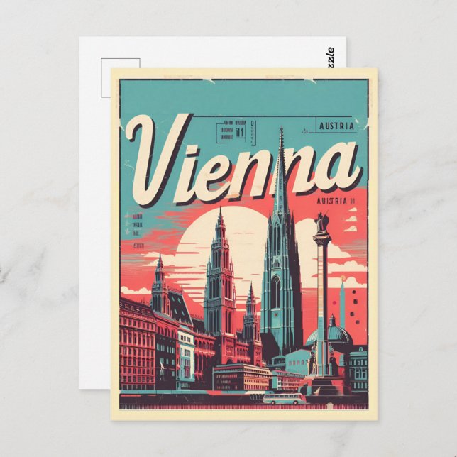Illustrated Vienna city austria gifts  Postcard (Front/Back)