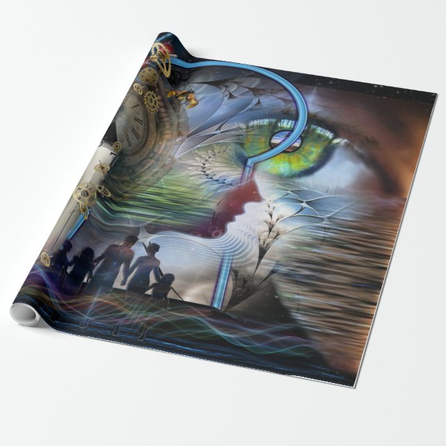 Illustrated visionary graphics wrapping paper (Unrolled)