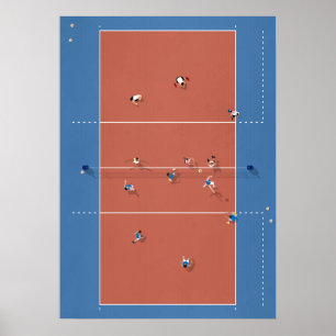 Illustrated Volleyball Court from above Poster