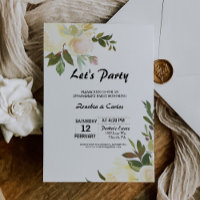 Illustrated Watercolor Floral Let's Party