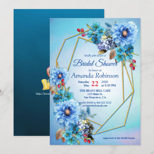 Illustrated  Watercolor  Moon-flower Bridal Shower Invitation