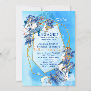 Illustrated  Watercolor  Moon-flower Engagement Invitation