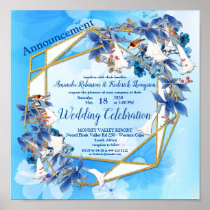 Illustrated Watercolor Moon-flower Wedding Poster