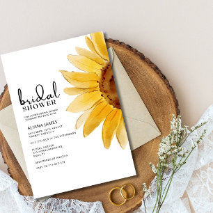 Illustrated Watercolor Sunflower bridal shower Invitation