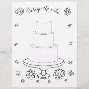 Illustrated Wedding Activity Cake Colouring Page