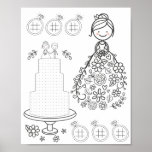 Illustrated wedding activity colouring page poster<br><div class="desc">Illustrated wedding activity colouring page with dots game and tic tac toe</div>