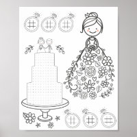 Illustrated wedding activity colouring page