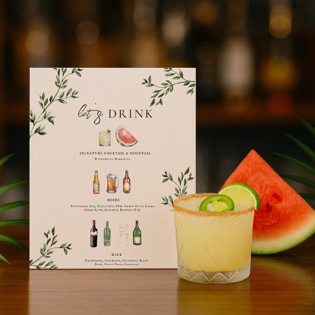 Illustrated Wedding Bar Menu Poster (Creator Uploaded)