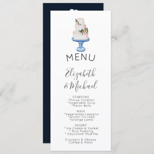 Illustrated Wedding Cake MENU Double sided Invitation