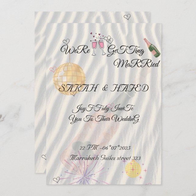 Illustrated Wedding Suite Template Hand Drawn Scri (Front/Back)