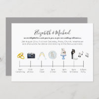 Illustrated Wedding Timeline Invitation Icons Fun