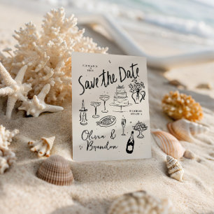 Illustrated Whimsical Hand-Drawn Wedding Save The Date