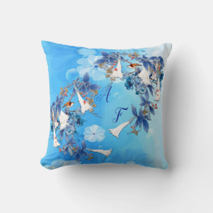 Illustrated White Watercolor Moonflower Cushion