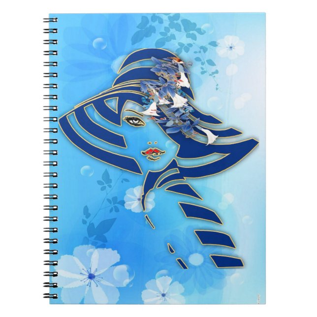 Illustrated  White Watercolor Moonflower Notebook (Front)