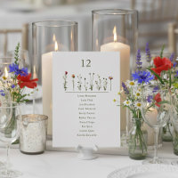 Illustrated Wildflowers numerical Seating Chart
