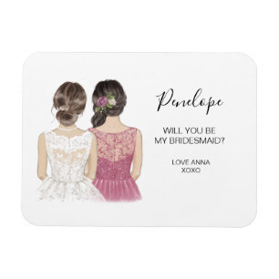 Illustrated Will you be my bridesmaid magnet