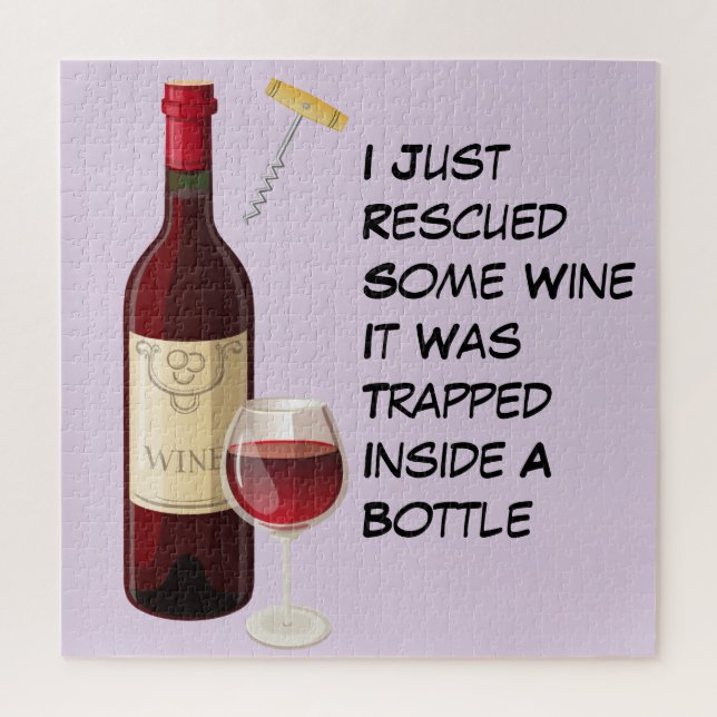 Illustrated wine bottle and glass jigsaw puzzle (Vertical)