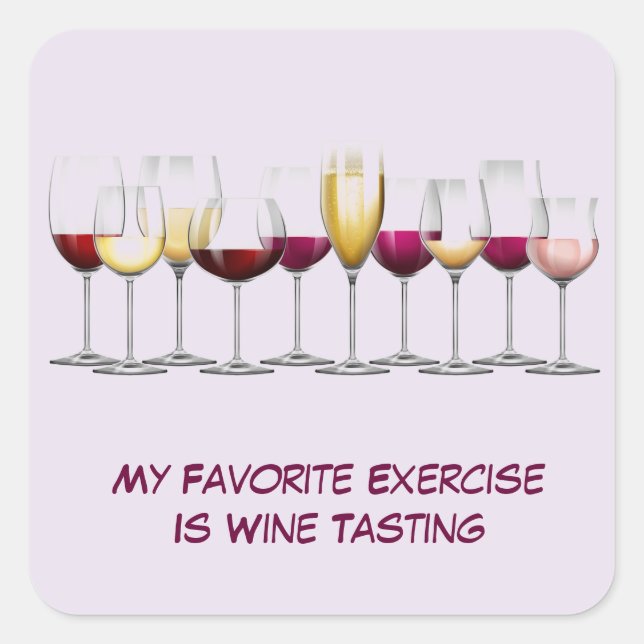 Illustrated Wine Glasses Square Sticker (Front)