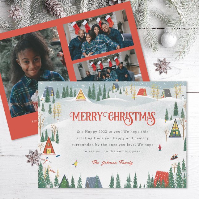 Illustrated Winter Scene Multi-Photo Holiday Card (Creator Uploaded)