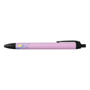 Illustrated Yellow Bird on a Pink Background Black Ink Pen