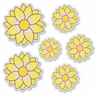 Illustrated Yellow Flower Multiple Sizes Sticker
