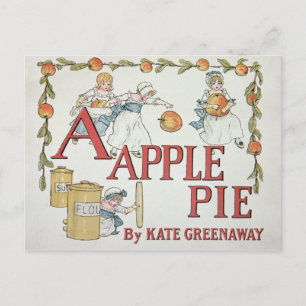 Illustration 'A' from 'Apple Pie Alphabet' Postcard