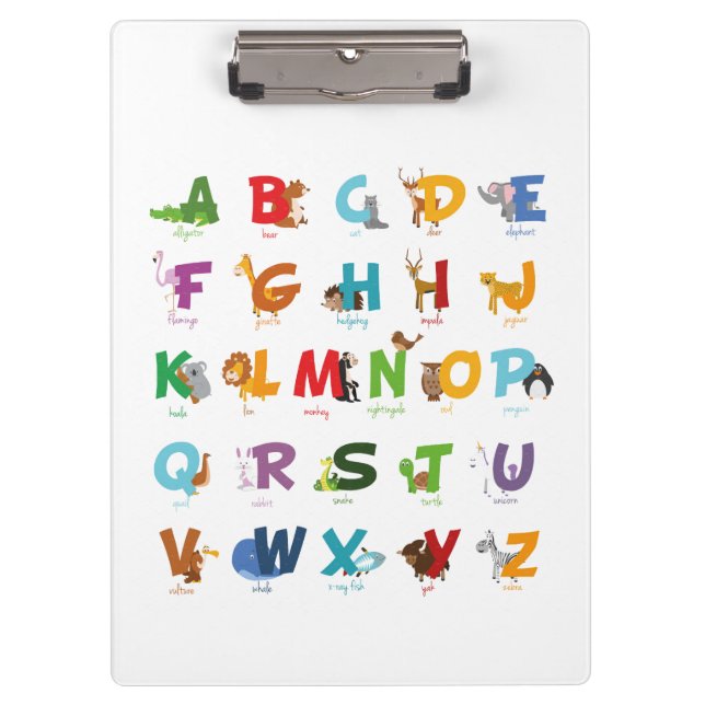 Illustration Alphabet Animal Letters Clipboard (Front)