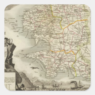 Illustration Atlas Maps Square Sticker