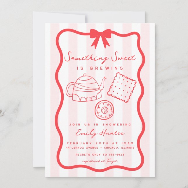 illustration baby shower Tea Doodle Invitation (Front)