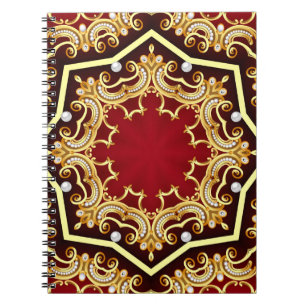 illustration background frame with pearl and golde notebook