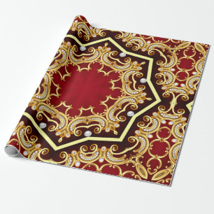 illustration background frame with pearl and golde wrapping paper