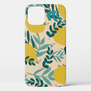 illustration. background lemons and leaves iPhone 12 case