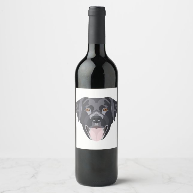 Illustration black Labrador retriever with smiles Wine Label (Front)