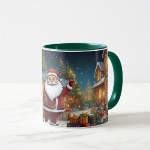 Illustration Cartoon Christmas Santa Clause Mug