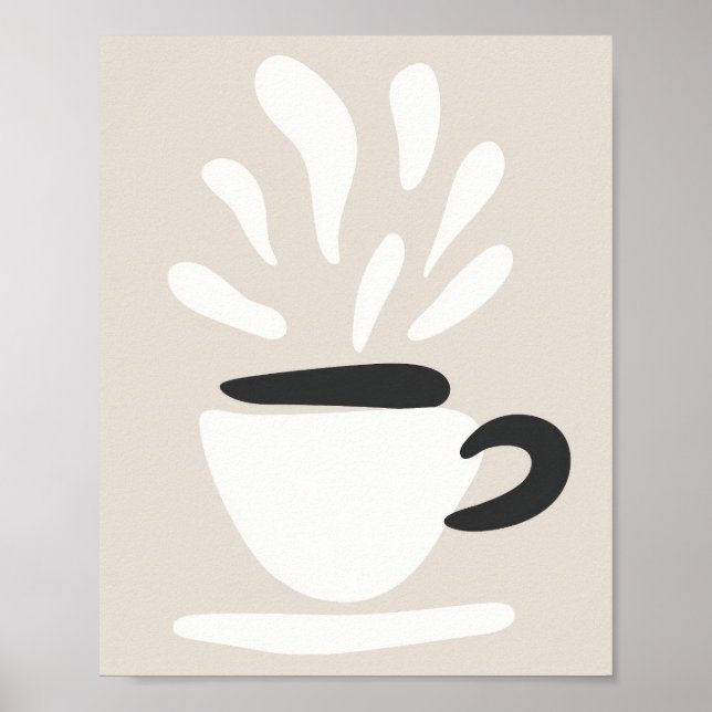 Illustration Cup of Steaming Coffee Boho Style Poster (Front)