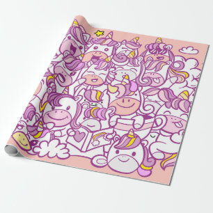 Illustration, Cute unicorn and pony collection wit Wrapping Paper