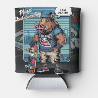 Illustration design of artistic skateboarding wild can cooler
