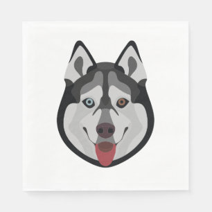 Illustration dogs face Siberian Husky Napkin