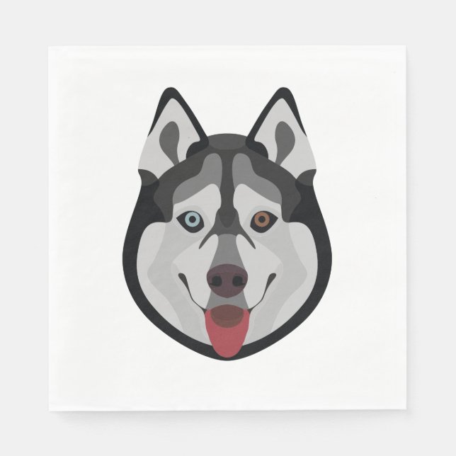 Illustration dogs face Siberian Husky Napkin (Front)
