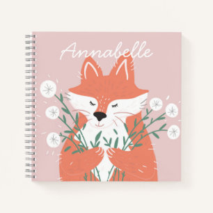Illustration Fox Smelling Flowers Personalised Notebook