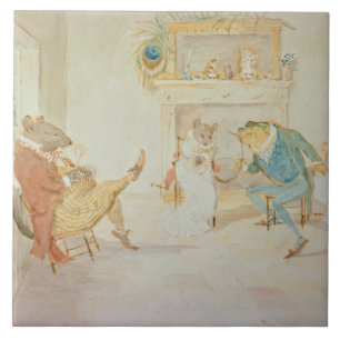 Illustration from 'A Frog He Would a Wooing Go' Ceramic Tile